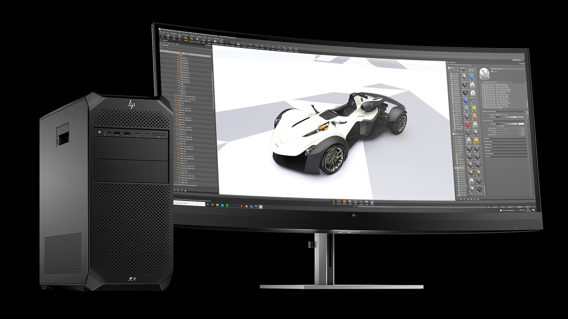 Z4 G5 workstation next to a Z monitor with 3D software on the screen